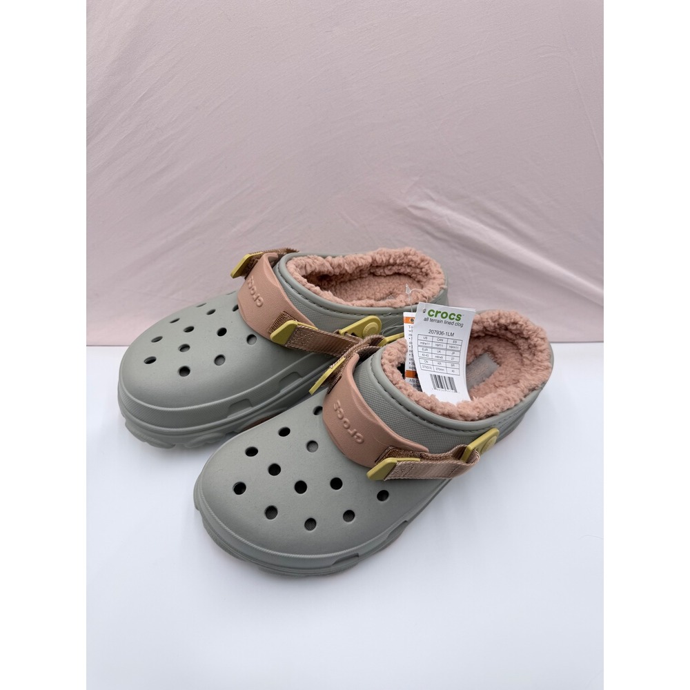 Crocs All Terrain Lined Clog Slate Grey Pink Women 11 Men 9 207936-1LM NEW